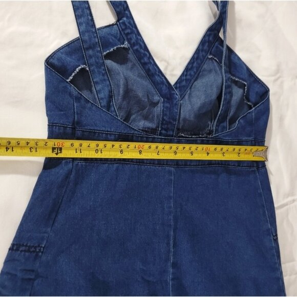 H&M EUROPE- Vintage Cotton Dungaree Overall A Line Dress - Picture 13 of 16